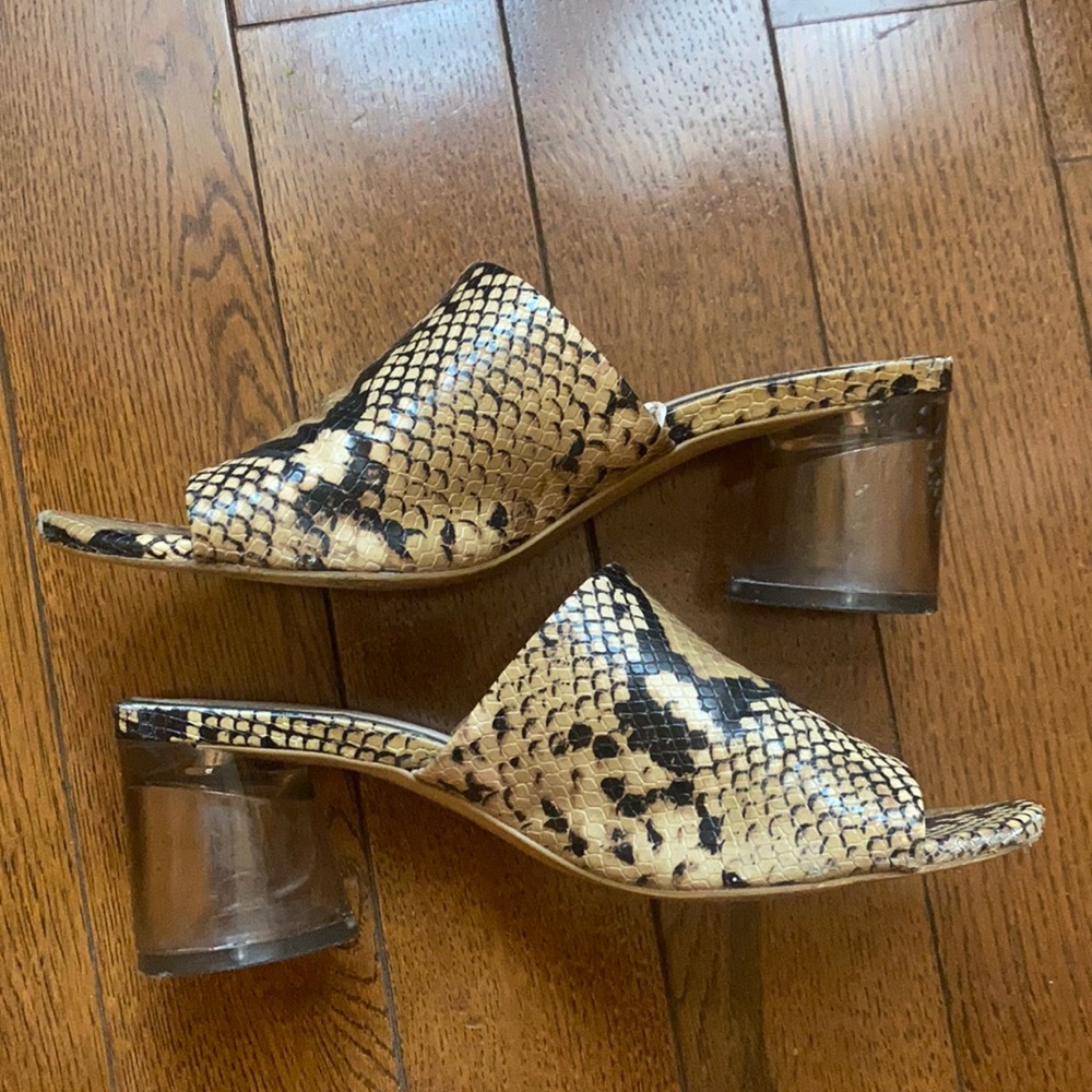 Zara Snakeskin Heeled Mules